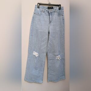 New York & Company Gabrielle Union Wide Leg Distressed Jeans